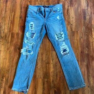 Mid Rise Cropped & Ripped Express Jeans